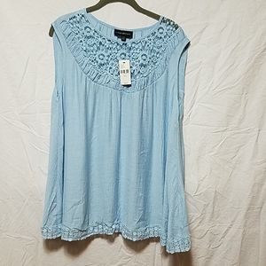 Crinkle Tank with Crochet Accents